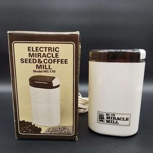Miracle Mill Coffee Grinder White MC-170 Electric Seed Mill Vintage